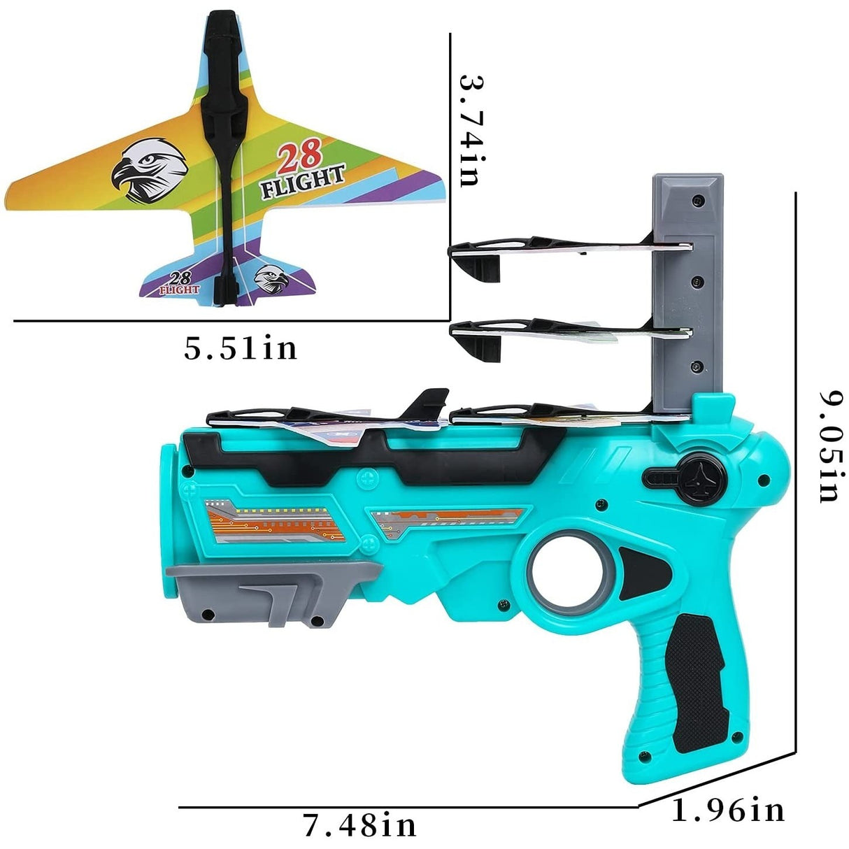 Set Arma De Jucarie Tip Lansator De Avioane, Air Battle, Turcoaz - vivimall.ro