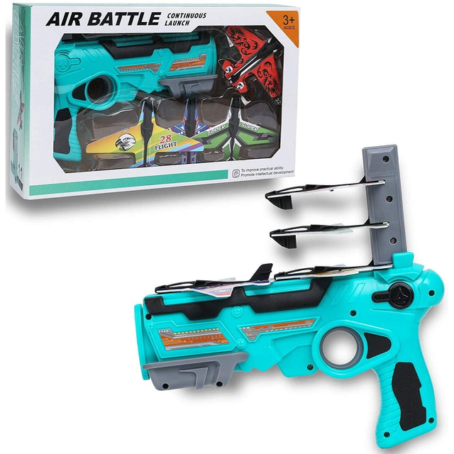 Set Arma De Jucarie Tip Lansator De Avioane, Air Battle, Turcoaz - vivimall.ro