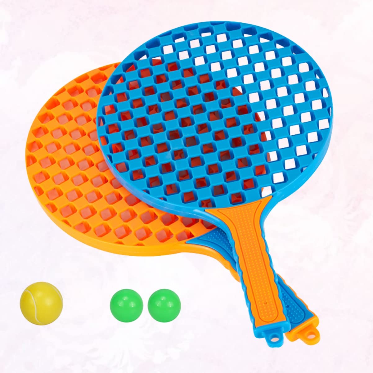 Set Badminton Pentru Copii, 2 Palete, 3 Mingi, Pentru Joaca Si Antrenament, Albastru Portocaliu