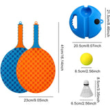 Set Badminton Pentru Copii, Doua Palete, Fluturas, 2 Mingi, Minge Cu Elastic Pentru Antrenament, Suport De Prindere Stabil, Rosu Galben - vivimall.ro