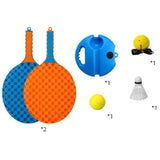Set Badminton Pentru Copii, Doua Palete, Fluturas, 2 Mingi, Minge Cu Elastic Pentru Antrenament, Suport De Prindere Stabil, Rosu Galben - vivimall.ro