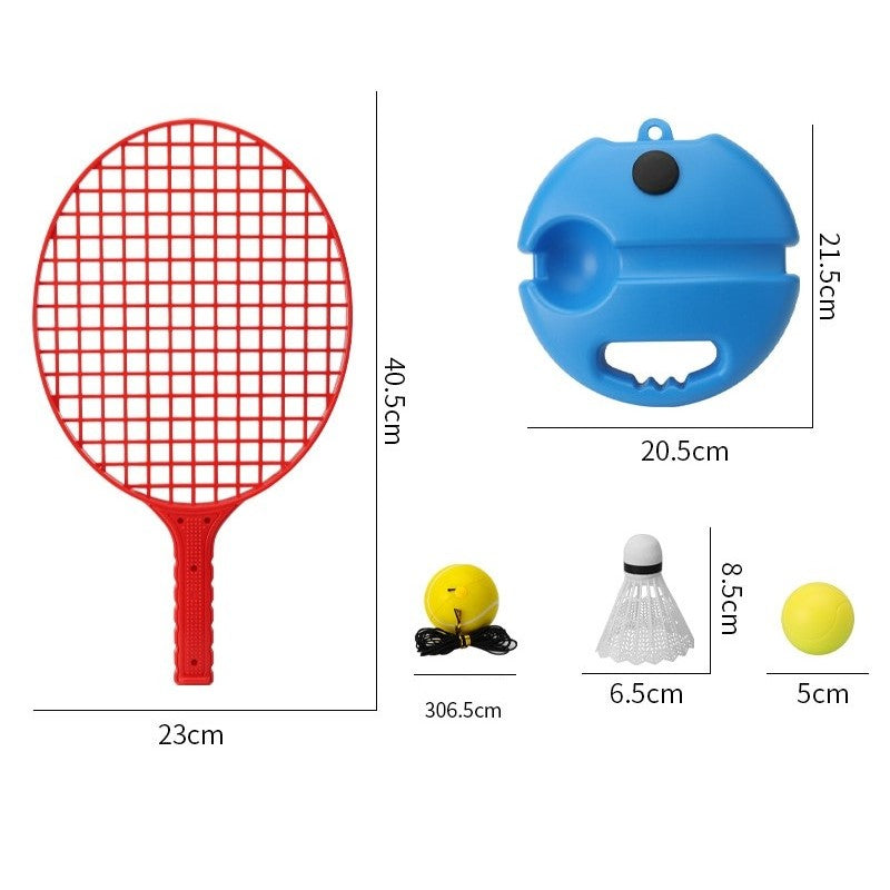 Set Badminton Pentru Copii, Doua Palete, Fluturas, 2 Mingi, Minge Cu Elastic Pentru Antrenament, Suport De Prindere Stabil, Rosu Galben - vivimall.ro