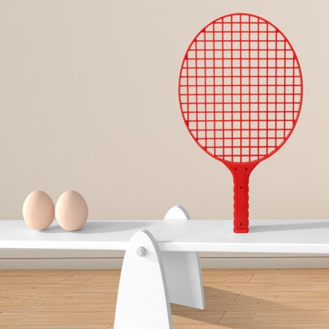 Set Badminton Pentru Copii, Doua Palete, Fluturas, 2 Mingi, Minge Cu Elastic Pentru Antrenament, Suport De Prindere Stabil, Rosu Galben - vivimall.ro