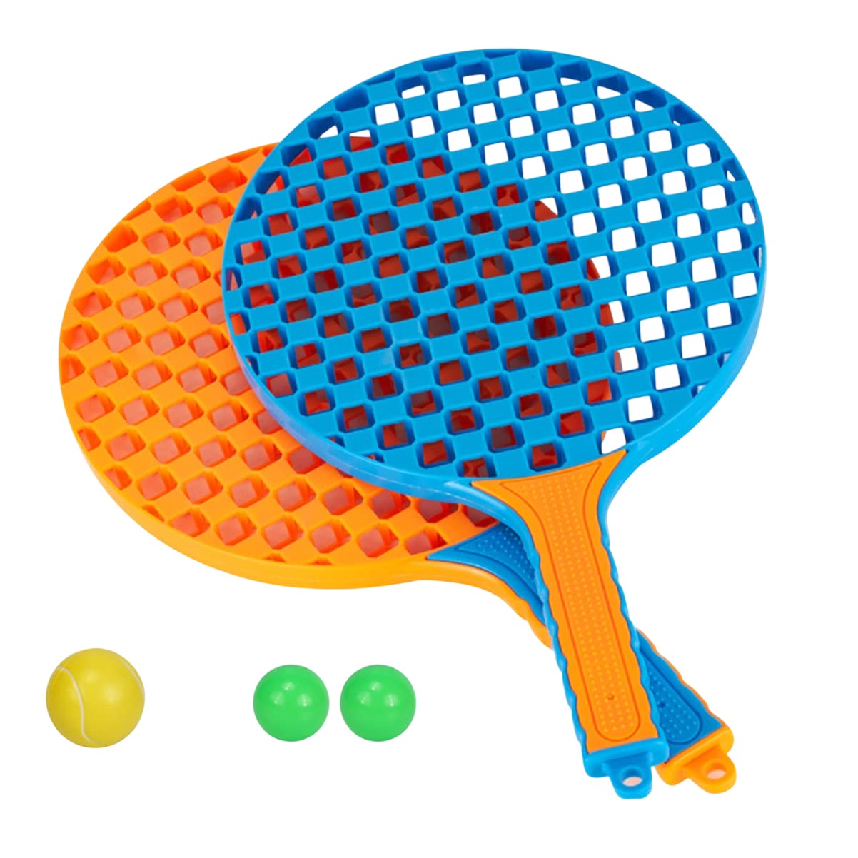 Set Badminton Pentru Copii, 2 Palete, 3 Mingi, Pentru Joaca Si Antrenament, Albastru Portocaliu