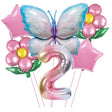 Set Baloane Aniversare Cu Numere, Din Folie De Aluminiu, 6 Piese, 2 Flori, 2 Stelute, 1 Fluture, 1 Cifra, Cifra 2 - vivimall.ro