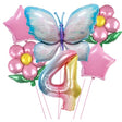 Set Baloane Aniversare Cu Numere, Din Folie De Aluminiu, 6 Piese, 2 Flori, 2 Stelute, 1 Fluture, 1 Cifra, Cifra 4 - vivimall.ro
