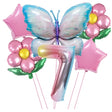 Set Baloane Aniversare Cu Numere, Din Folie De Aluminiu, 6 Piese, 2 Flori, 2 Stelute, 1 Fluture, 1 Cifra, Cifra 7 - vivimall.ro
