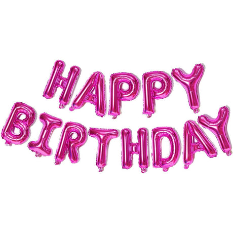 Set Baloane Din Folie Metalizata, Model Happy Birthday, Litere De 40 Cm, Baloane Party, Ambalaj Individual, Pai, Ata Si Adeziv Incluse, Umflare Cu Aer Sau Heliu,