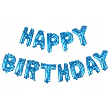 Set Baloane Din Folie Metalizata, Model Happy Birthday, Litere De 40 Cm, Baloane Party, Ambalaj Individual, Pai, Ata Si Adeziv Incluse, Umflare Cu Aer Sau Heliu,