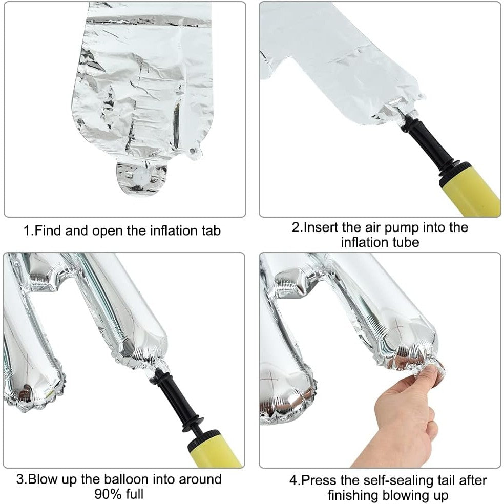 Set Baloane Din Folie Metalizata, Litere De 40 Cm, Baloane Party, Ambalaj Individual, Pai, Ata Si Adeziv Incluse, Umflare Cu Aer Sau Heliu - vivimall.ro