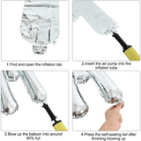 Set Baloane Din Folie Metalizata, Litere De 40 Cm, Baloane Party, Ambalaj Individual, Pai, Ata Si Adeziv Incluse, Umflare Cu Aer Sau Heliu - vivimall.ro