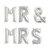 Set Baloane din Folie Metalizata, Vivimall, Figurine Litere, Model MR&MRS, Tema Nunta, 40 cm, Baloane Party, Ambalaj Individual, Pai inclus, Umflare cu Aer sau Heliu, Argintiu - vivimall.ro