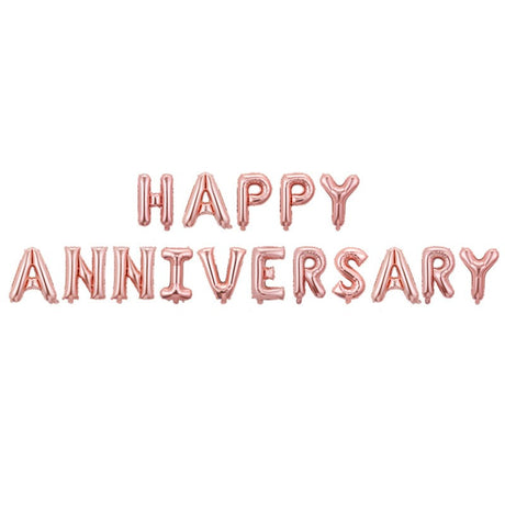 Set Baloane Din Folie Metalizata, Model Happy Anniversary, Litere De 40 Cm, Baloane Party, Ambalaj Individual, Pai Inclus, Umflare Cu Aer Sau Heliu,