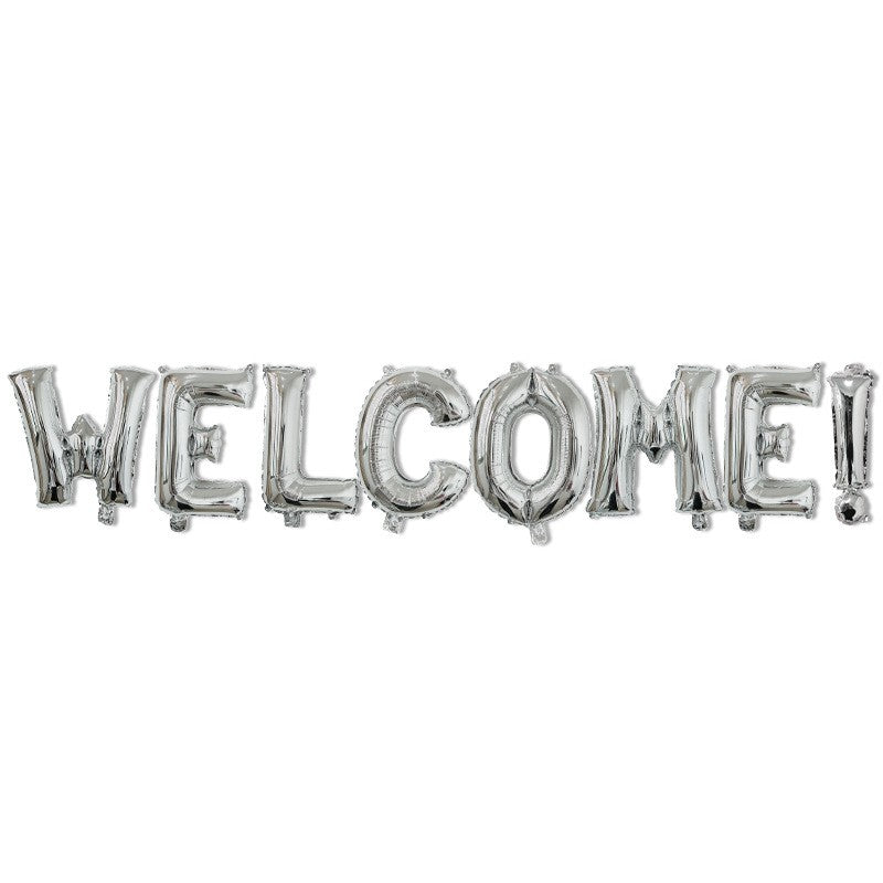 Set Baloane Din Folie Metalizata, Model Welcome!, Litere De 40 Cm, Baloane Party, Ambalaj Individual, Pai Inclus, Umflare Cu Aer Sau Heliu,