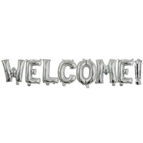 Set Baloane Din Folie Metalizata, Model Welcome!, Litere De 40 Cm, Baloane Party, Ambalaj Individual, Pai Inclus, Umflare Cu Aer Sau Heliu,