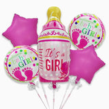 Baloane Decorative Gender Reveal Party, Figurina Sticluta, Set Din 5 Baloane, Pentru Botez