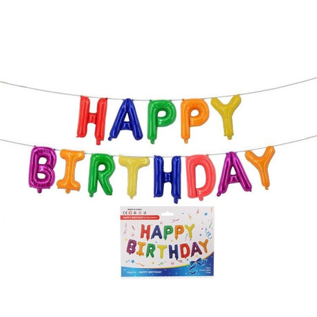 Set 13 Baloane Folie, Flippy, Tip Ghirlanda, Model Happy Birthday, 40 cm, Multicolor