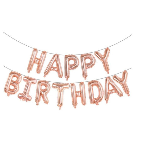 Set baloane folie Flippy, Happy Birthday, 40 cm, rose gold - vivimall.ro