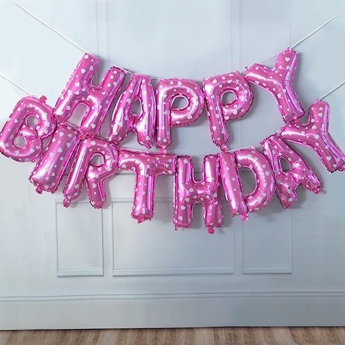 Set baloane folie Flippy, Happy Birthday, 40 cm, roz - vivimall.ro