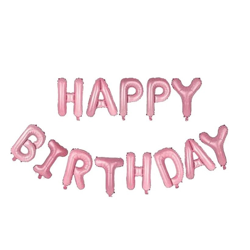 Set 13 Baloane Folie, Flippy, Tip Ghirlanda, Model Happy Birthday, 40 cm, Roz Deschis