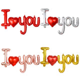 Set Baloane Folie Metalizata, Flippy, Model I LOVE YOU cu Inimioara, 54x97 cm, Tematica Ziua Îndrăgostiților, Ambalaj Individual, Pai Inclus, Umflare cu Aer sau Heliu, Auriu