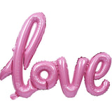 Balon Din Folie Metalizata, Model Love Scris De Mana, Tematica Ziua Îndrăgostiților, Ambalaj Individual, Pai Inclus, Umflare Cu Aer Sau Heliu,