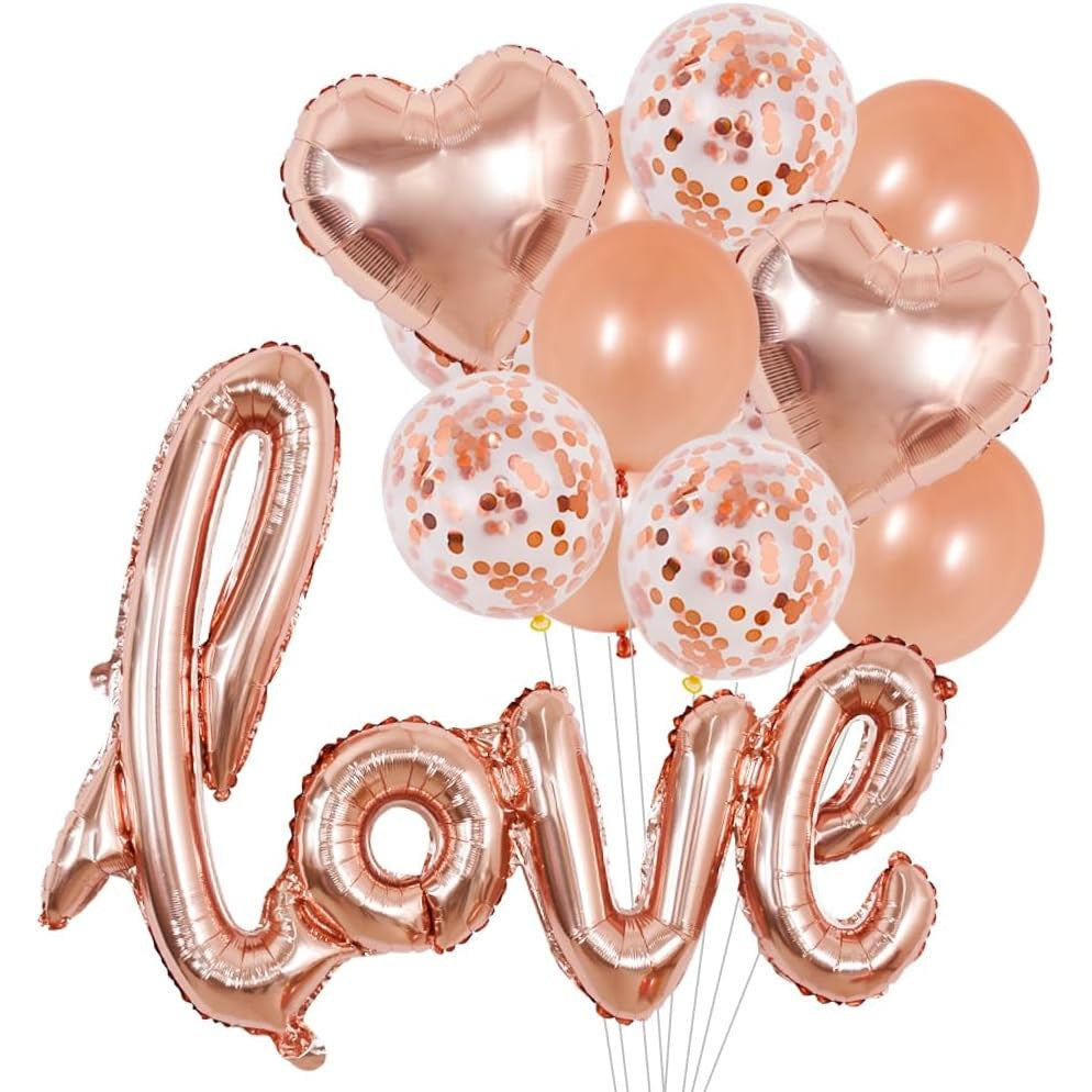 Balon Din Folie Metalizata, Tematica Ziua Ãžndräƒgostiè›Ilor, Ambalaj Individual, Pai Inclus, Umflare Cu Aer Sau Heliu, Rose Gold - vivimall.ro