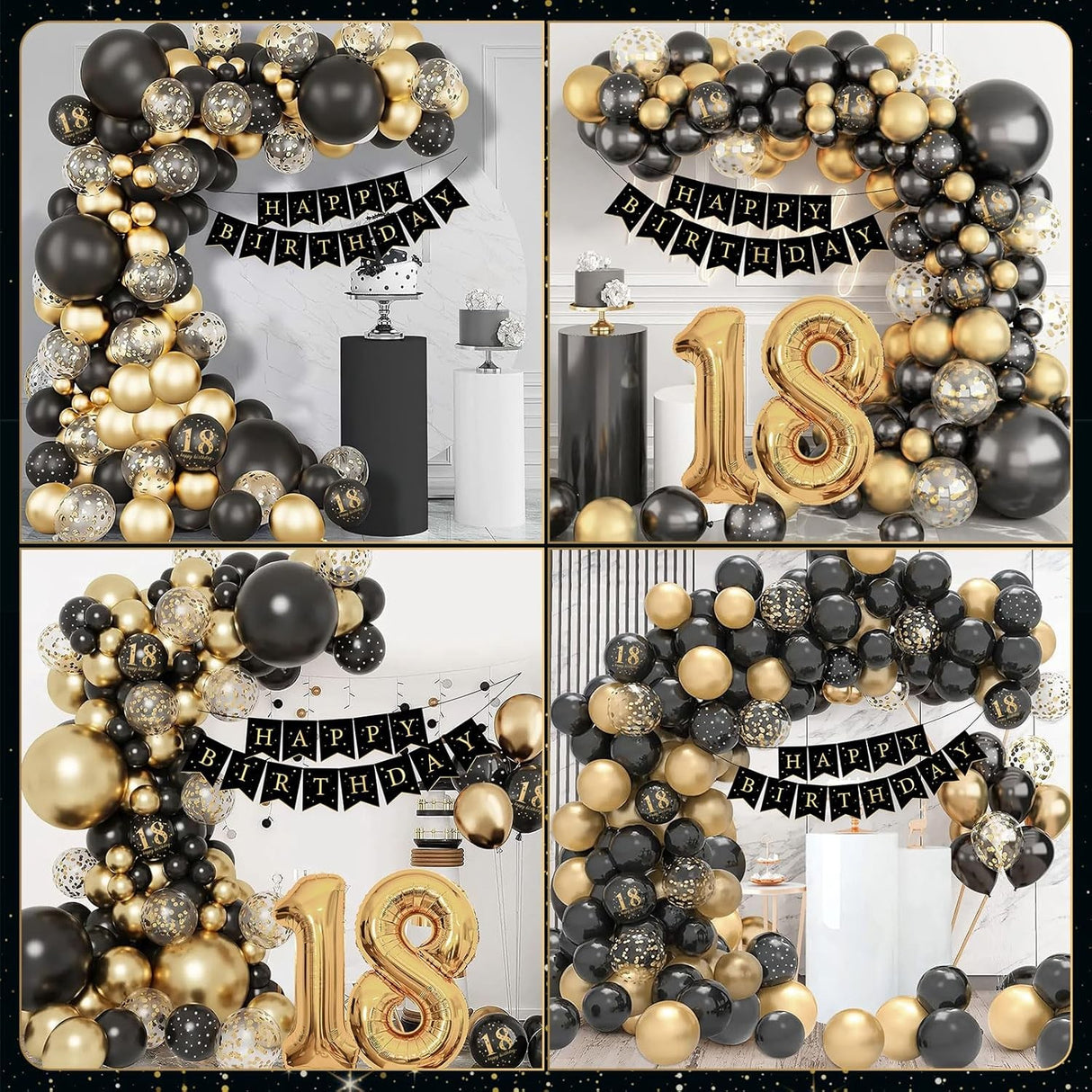 Set Baloane Folie Si Latex, Tematica Aniversare Majorat, Baloane Latex, Figurine Cifrele 1 Si 8, Ambalaj Individual, Pai Inclus, Umflare Cu Aer Sau Heliu, Negru - vivimall.ro