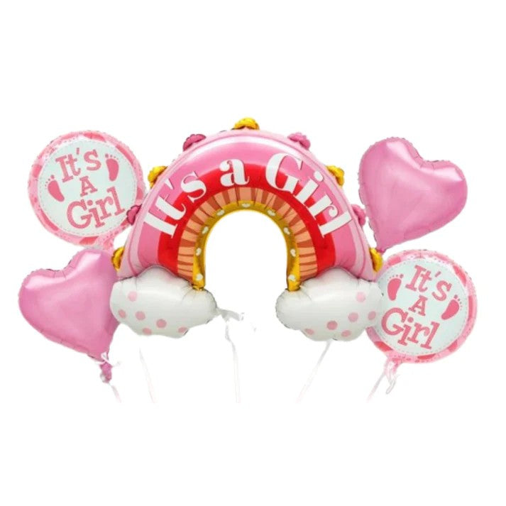 Baloane Decorative Tematica Baby Shower, Its A Girl, Pentru Gender Reveal, Botez, Set Din 5 Bucati