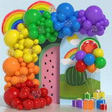 Baloane decorative pentru PETRECERE, Vivimall, Arcada Set MIX din 107 baloane, pentru Evenimente, Aniversari, Model Curcubeu, Rainbow, Multicolor