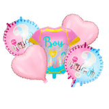 Baloane pentru GENDER REVEAL, Vivimall, Model Petrecere, Set din 5 bucati, din folie de aluminiu, 55 x 61.5 cm Roz Albastru