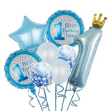 Set 8 Baloane Din Folie Metalizatäƒ Si Din Latex, Figurine Cifra 1 Printesa 91Cm, Stea 45 Cm Si Cerc 55 Cm, Baloane Latex 30 Cm, Tema Prima Aniversare, Ambalaj Individual, Pai Inclus, Umflare Cu Aer Sau Heliu - vivimall.ro
