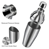Set Barman Preparare Cocktail,Flippy, 6 Piese, Inox, Argintiu, Kit Accesorii Bar si Mixologie: Shaker750ml, Masura dubla, Pistil, Lingura barman, 2 Picuratoare - vivimall.ro