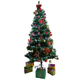 Set brad artificial de Craciun si elemente decorative, Decorat cu conuri de pin, pentru interior/exterior, inaltime 210 cm, diametru 114 cm, 1057 ramuri, Flippy, verde, suport metalic inclus - vivimall.ro