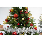 Set brad artificial de Craciun si elemente decorative, decorat cu conuri pin rosii, inaltime 210 cm, diametru 137 cm, 1172 ramuri, Flippy, verde, suport metalic inclus - vivimall.ro