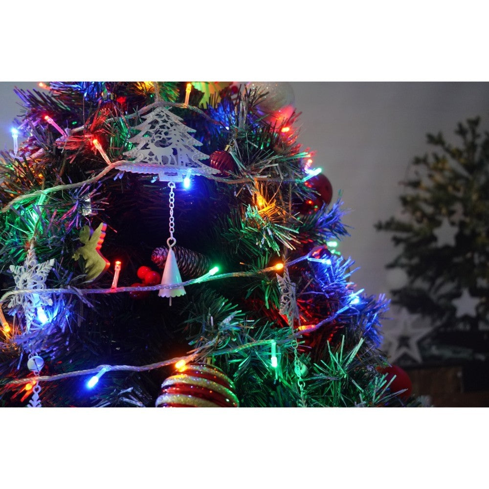 Set brad artificial de Craciun si elemente decorative, nins, decorat cu conuri pin, pentru interior/exterior, inaltime 210 cm, diametru 147 cm, 1150 ramuri, Flippy, verde, suport metalic inclus - vivimall.ro