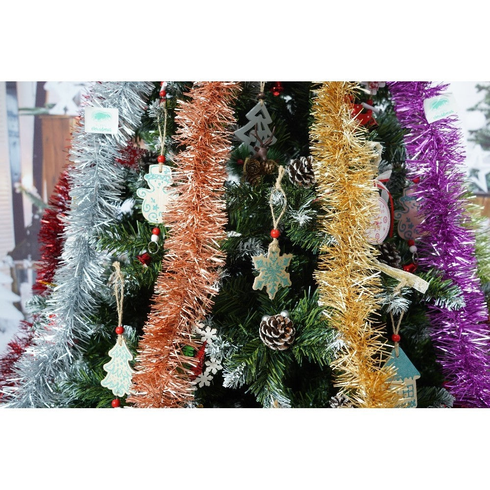 Set brad artificial de Craciun si elemente decorative, nins, decorat cu conuri pin, pentru perete/colt, inaltime 210 cm, diametru 149 cm, 1224 ramuri, Flippy, verde, suport metalic inclus - vivimall.ro