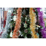 Set brad artificial de Craciun si elemente decorative, nins, decorat cu conuri pin, pentru perete/colt, inaltime 210 cm, diametru 149 cm, 1224 ramuri, Flippy, verde, suport metalic inclus - vivimall.ro