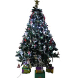 Set brad artificial de Craciun si elemente decorative, nins, decorat cu conuri pin, pentru perete/colt, inaltime 210 cm, diametru 149 cm, 1224 ramuri, Flippy, verde, suport metalic inclus - vivimall.ro