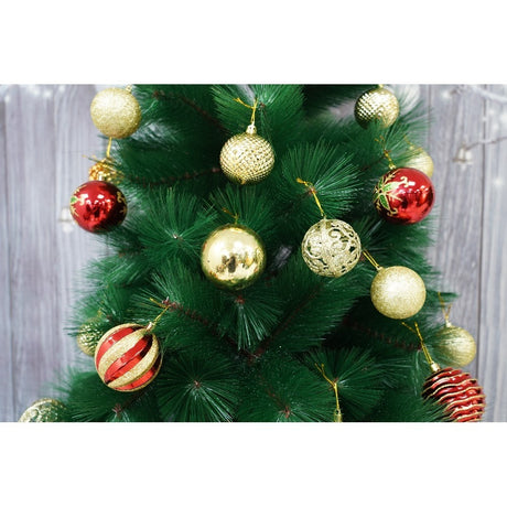 Set brad artificial de Craciun si elemente decorative tip pin, inaltime 210 cm, diametru 115 cm, 350 ramuri cu ace 3D 12 cm, Flippy, verde, suport metalic inclus - vivimall.ro