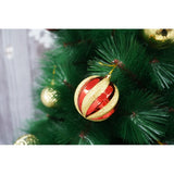 Set brad artificial de Craciun si elemente decorative tip pin, inaltime 210 cm, diametru 115 cm, 350 ramuri cu ace 3D 12 cm, Flippy, verde, suport metalic inclus - vivimall.ro