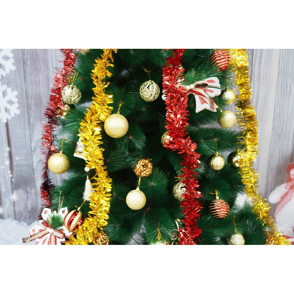 Set brad artificial de Craciun si elemente decorative tip pin, inaltime 210 cm, diametru 115 cm, 350 ramuri cu ace 3D 12 cm, Flippy, verde, suport metalic inclus - vivimall.ro