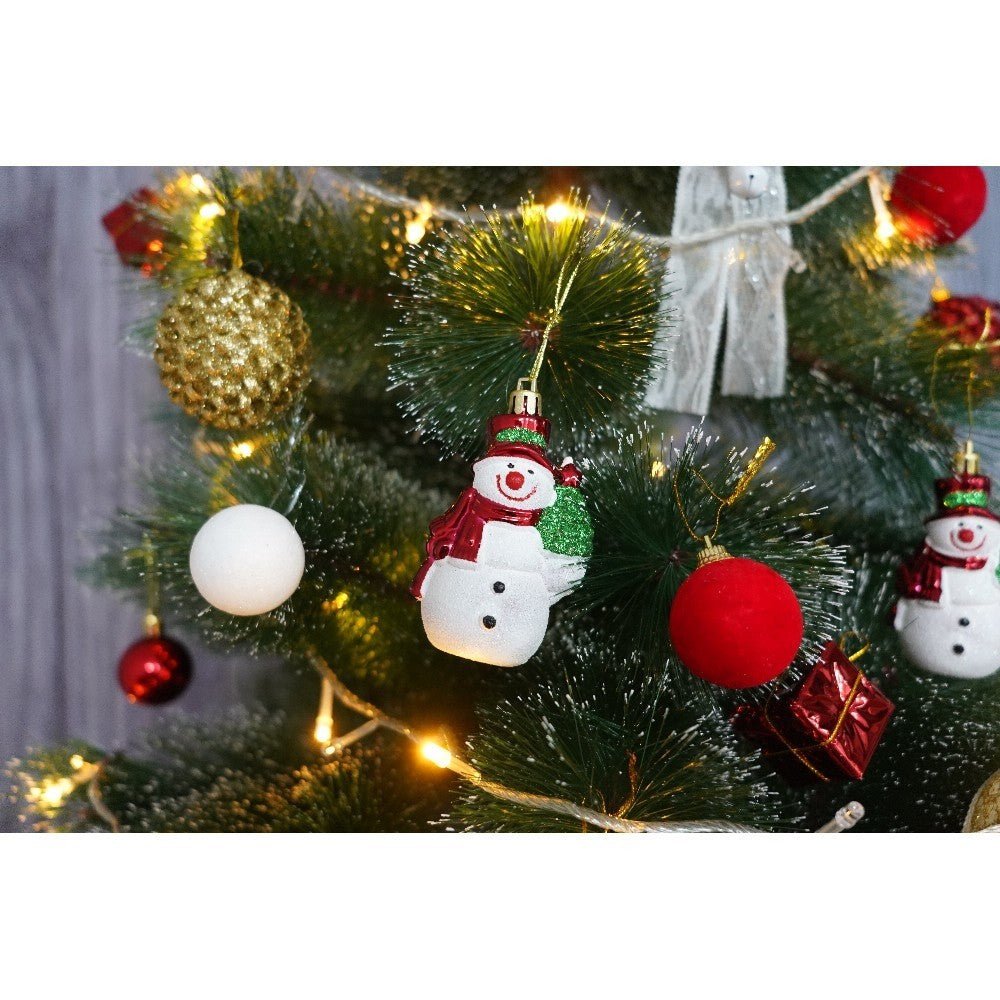 Set brad artificial de Craciun si elemente decorative tip pin inzapezit tip 1, inaltime 150 cm, diametru 85 cm, 160 ramuri cu ace 3D 12 cm, Flippy, verde cu varfuri, ninse, suport metalic inclus