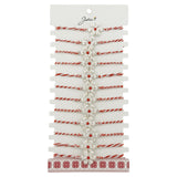 Bratara Martisor pentru Dama, Jolie, Model Floare Argintie, Set 12 bucati, Pandativ Argintiu din Inox cu Elemente Multicolore, Snur Alb/Rosu - vivimall.ro