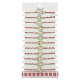 Bratara Martisor pentru Dama, Jolie, Model Fluturas in Inima, Set 12 bucati, Pandativ Argintiu din Inox cu Elemente Multicolore, Snur Alb/Rosu - vivimall.ro