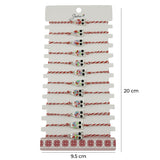 Bratara Martisor pentru Dama, Jolie, Model Bufnita, Set 12 bucati, Pandativ Argintiu din Inox cu Elemente Multicolore, Snur Alb/Rosu - vivimall.ro