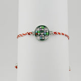 Bratara Martisor pentru Dama, Jolie, Model Floare, Set 12 bucati, Pandativ Argintiu din Inox cu Snur Alb-Rosu Ajustabil - vivimall.ro