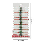 Bratara Martisor pentru Dama, Jolie, Model Floare, Set 12 bucati, Pandativ Argintiu din Inox cu Snur Alb-Rosu Ajustabil - vivimall.ro