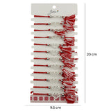 Martisor Bratara cu Ciucure pentru Dama, Jolie, Model Inima Infinit, Set 12 bucati, Pandativ din Inox cu Pietre, Snur Reglabil, Rosu/Alb - vivimall.ro