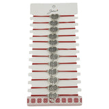 Bratara Martisor pentru Dama, Jolie, Model Copac in Inima, Set 12 bucati, Pandativ Argintiu din Inox cu Snur Rosu Ajustabil - vivimall.ro